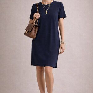 Peruvian Connection Pima Cotton T Shirt Dress Womens Size Medium Navy Short